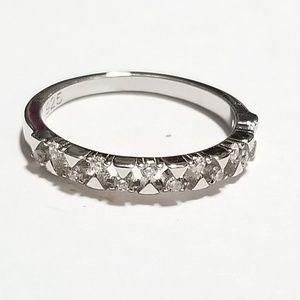 Sterling Silver Triangles & Circles CZ Ring